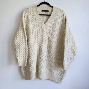 Zara Oversized V-neck Cable Knit Sweater | Size Small